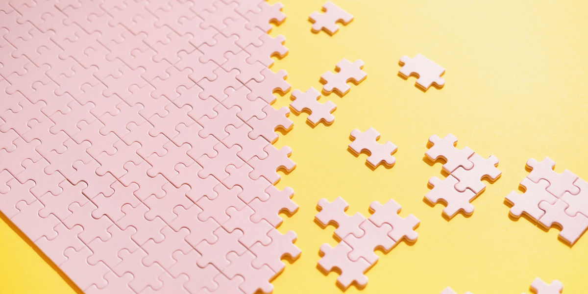 A close up of puzzle pieces