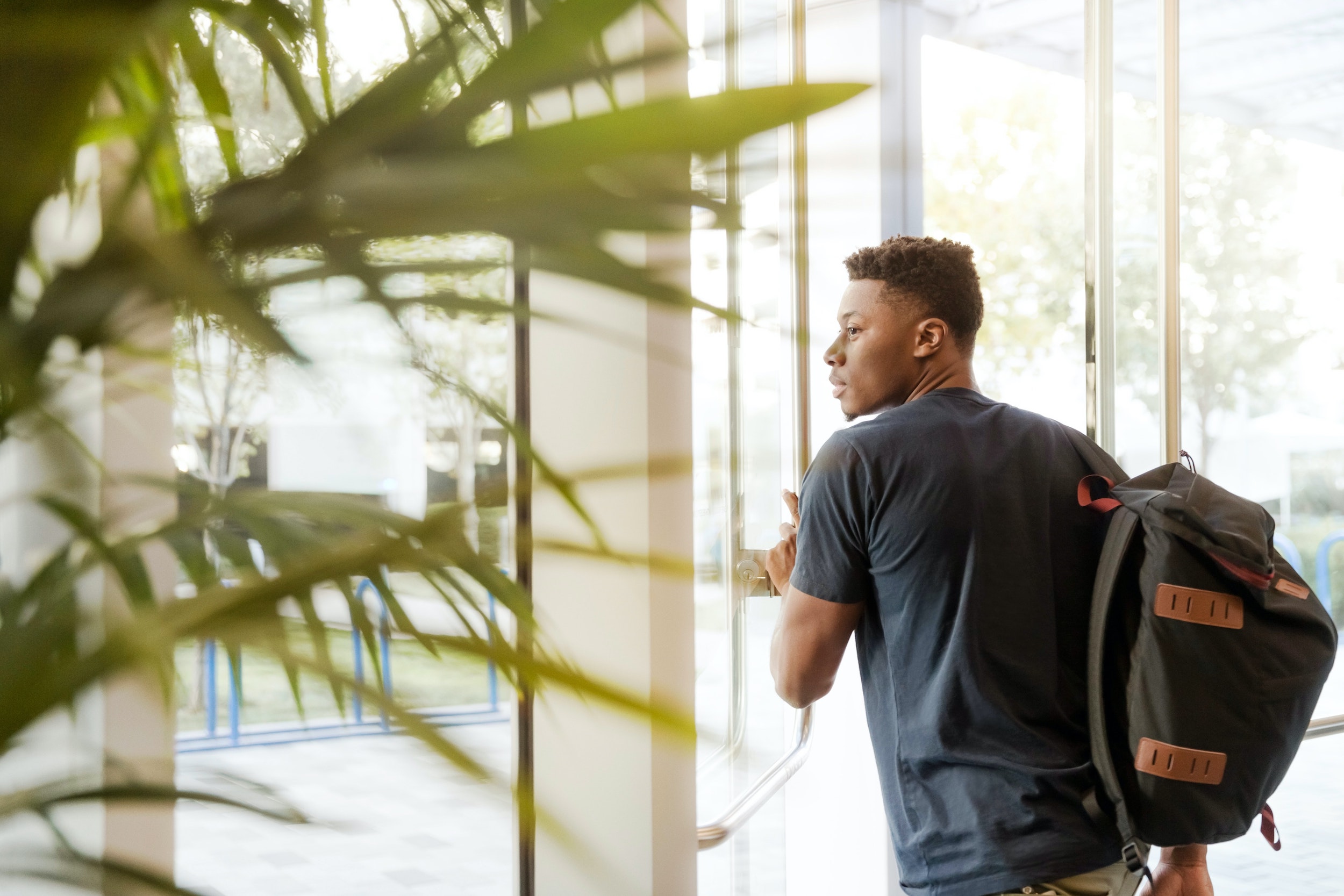 Gig workers with backpack