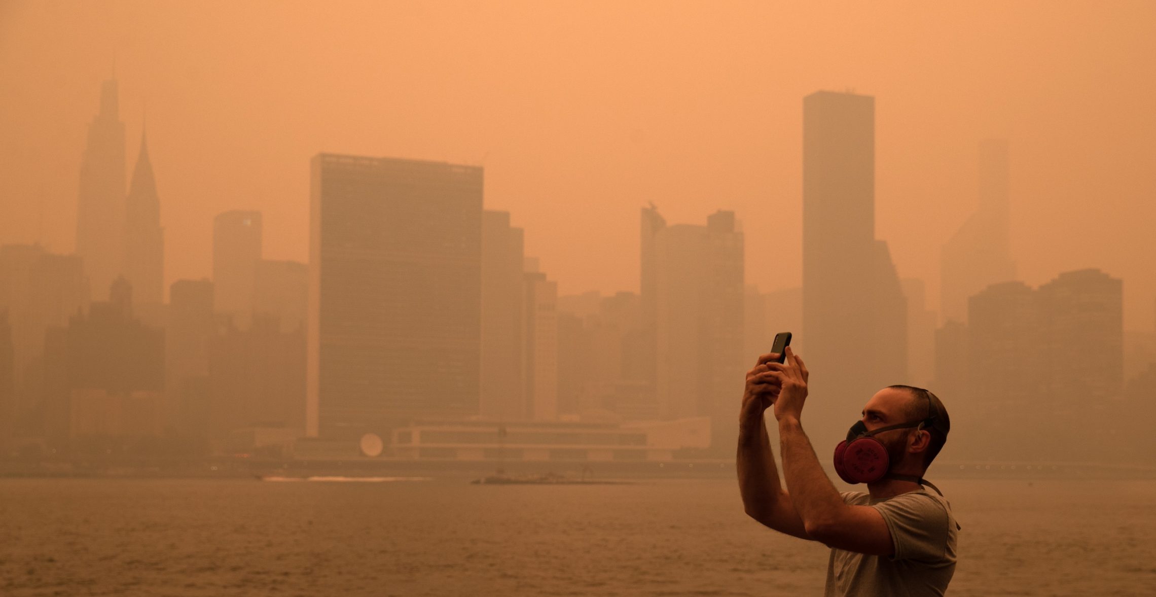 6/7/23 The New York City Manhattan skyline as seen from the East River in Long Island City covered in haze and smoke caused by wildfires in Canada. Brian Zak/NY Post