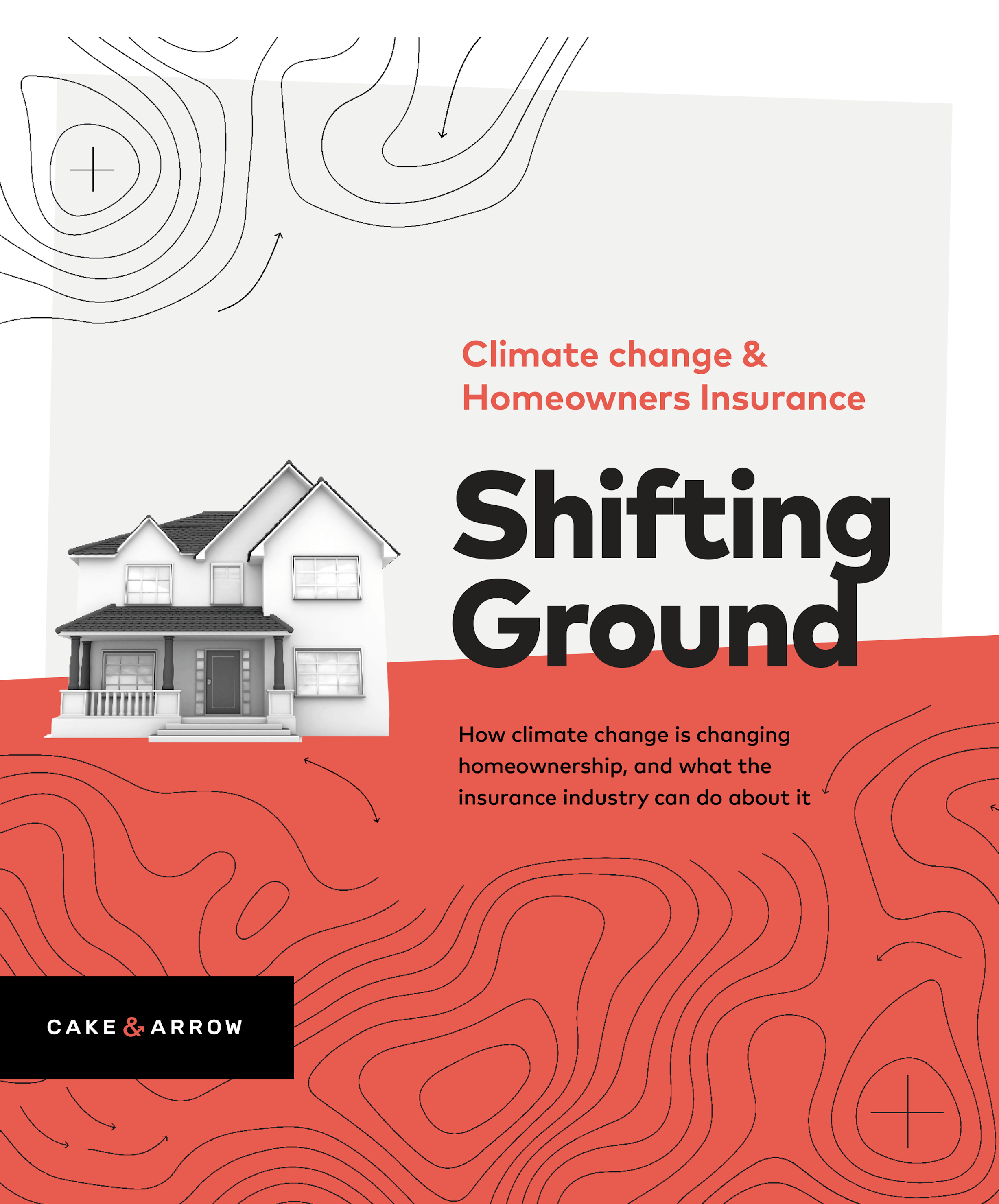 black and white photo of a home on top illustration of shifting ground alongside report title