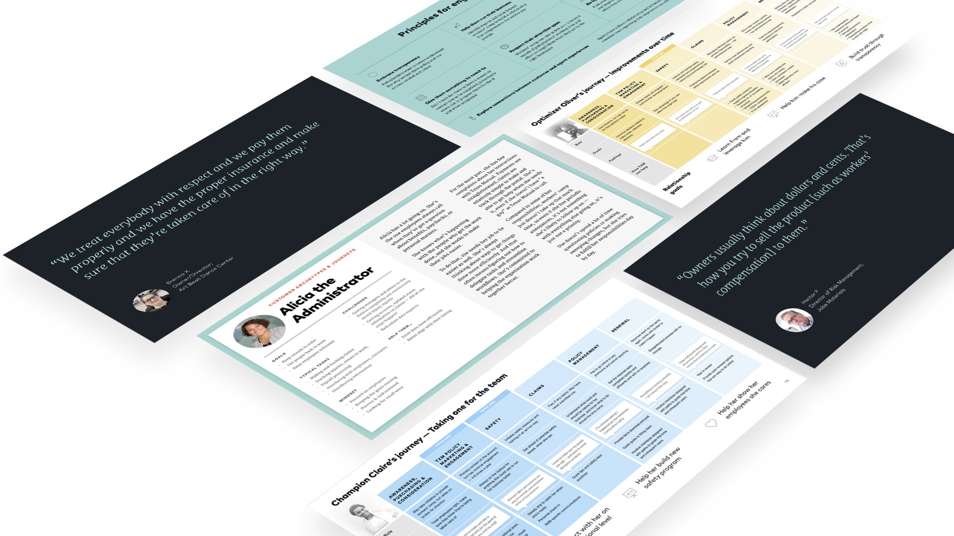 empathy maps, journey maps, and personas used in design research