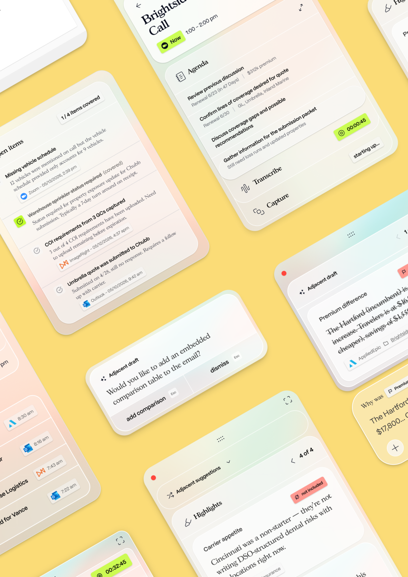 collage of interface screens of adjacent UI