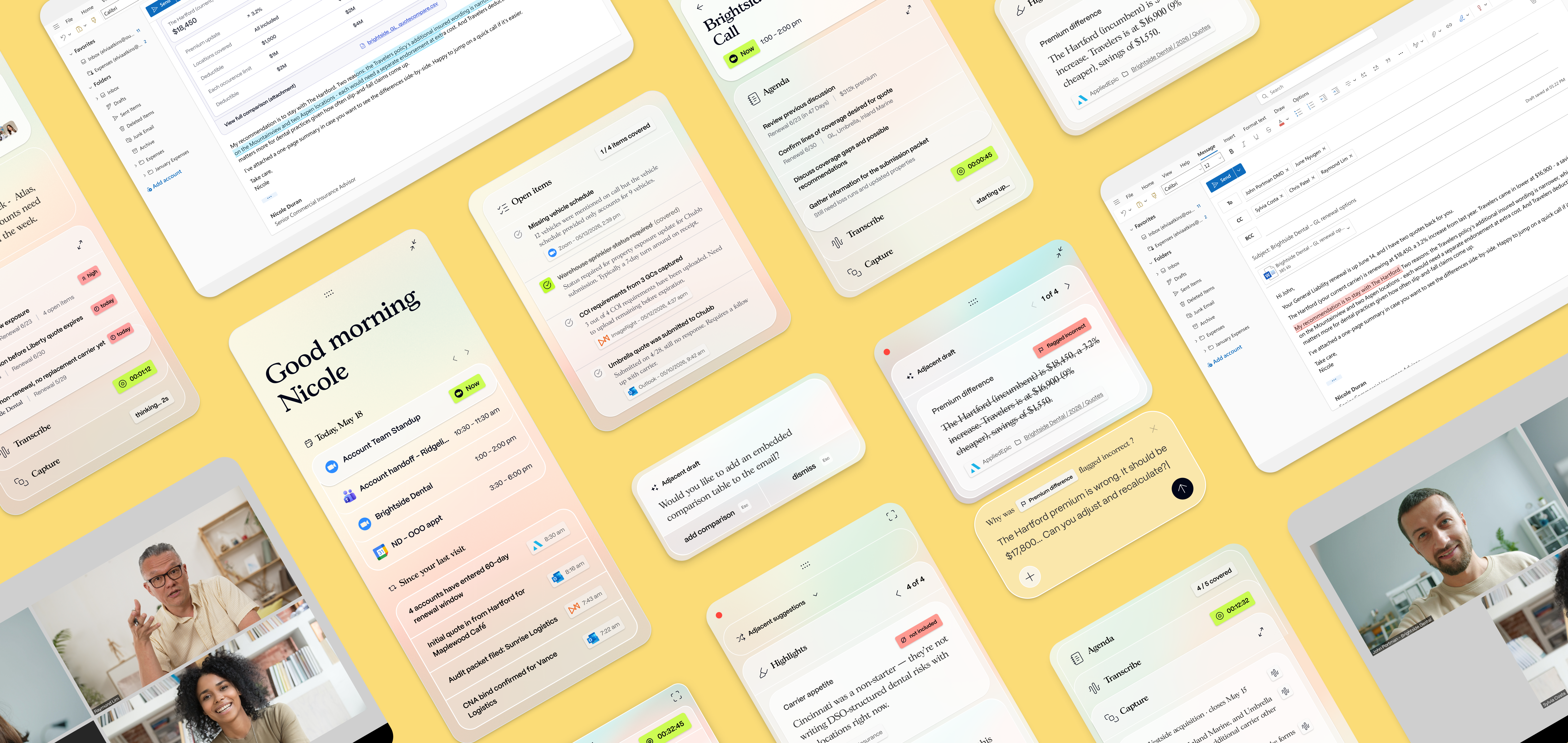 collage of interface screens of adjacent UI